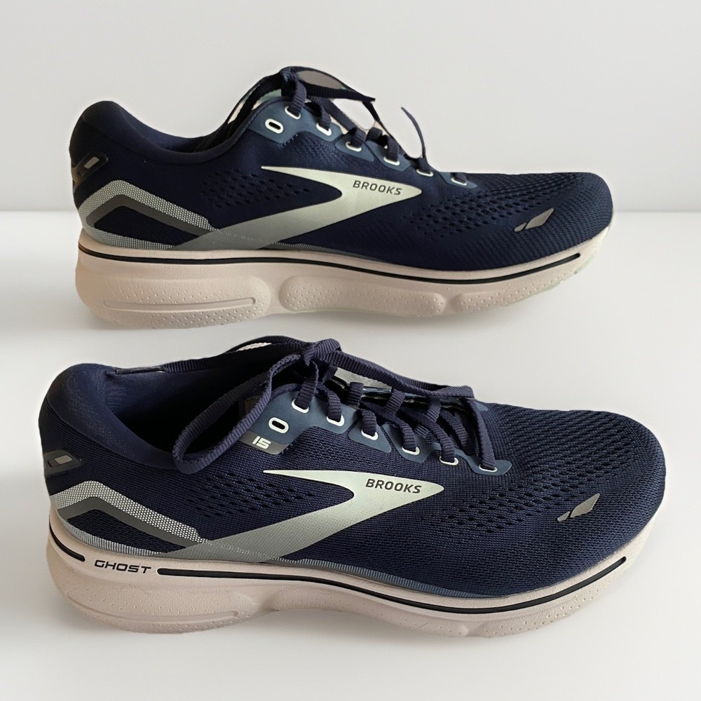 Brooks Ghost 15 Men's ‎ 11.5 2E Extra Wide Navy Blue Running Shoes Pristine EUC